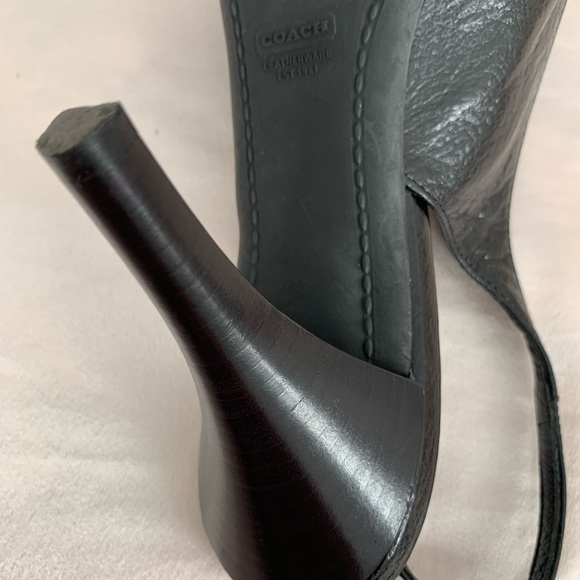 COACH WOMAN SHOES ITALY SOFT LEATHER SIZE 9 NEW BLACK POINTED TOE SLING BACK - Picture 4 of 5